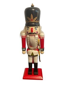 Kingbridge Wooden Christmas Nutcracker Soldier Red Uniform Decor 13" Vintage